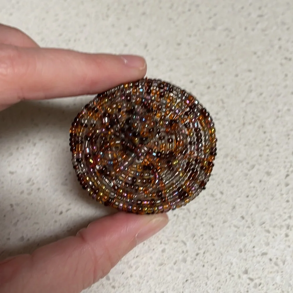 Handmade colorful iridescent rainbow beaded mini jewelry box